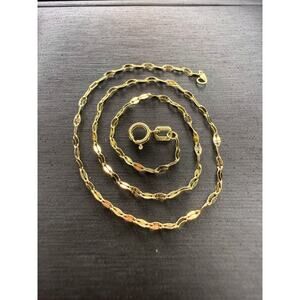 10K Solid Yellow Gold Mirror Link Anklet Or Baby Chain 10” Long 1.3mm Wide